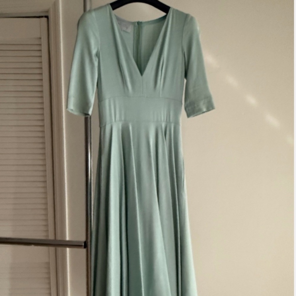 Luisa Beccaria Blue Linen Midi Dress